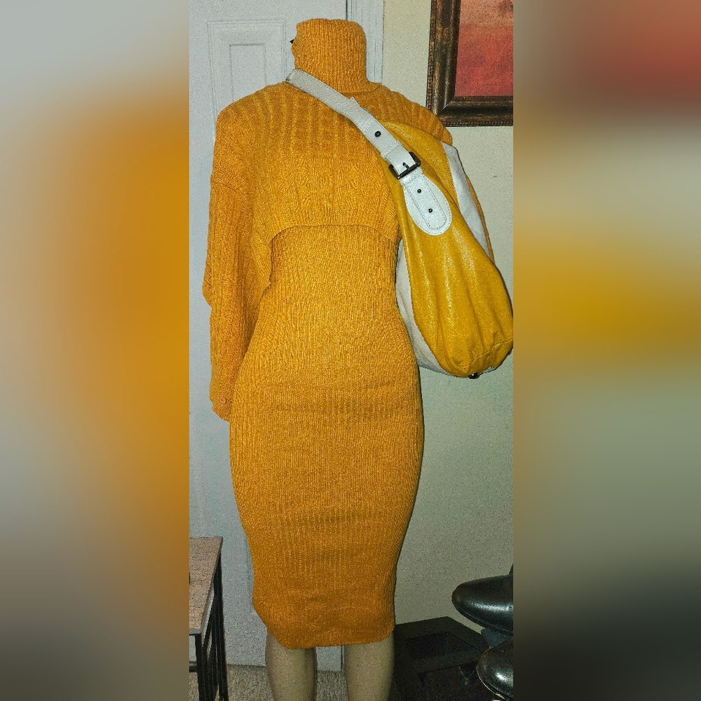 Chic Mustard Knit Sweater Tank Dress